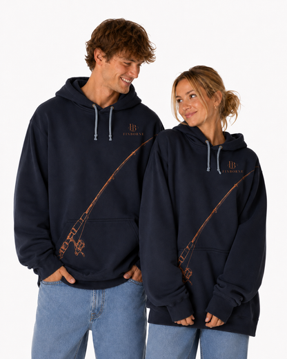 Trout Rise Hoodie in Navy, front view