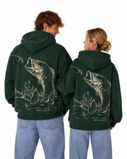 Bass Hooked Hoodie in Forest Green, back view