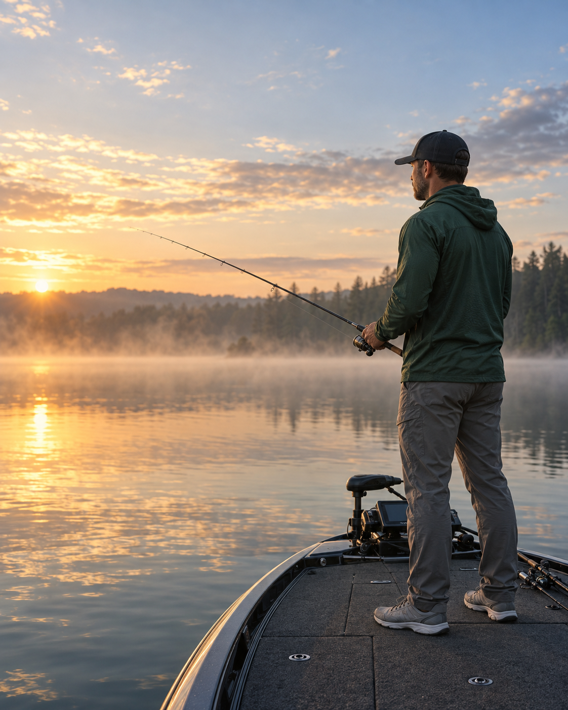 Finborne angler at sunrise, mobile campaign image